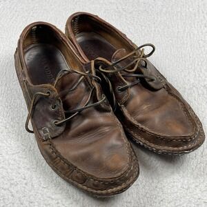 Quoddy Boat Shoes Mens Size 11.5 Brown Leather Handsewn Moccasin Loafers Casual